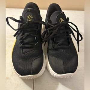 Under Armour Curry Flow 12 Black Shoes with Yellow Highlights